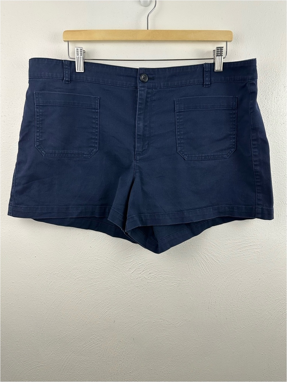 J. Crew Navy Patch-Pocket Cotton Blend Chino Shorts Size 16